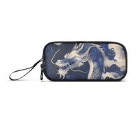 miaozhen Nylon Large Pencil Bags Sketch Dragon Navy Blue Big Capacity Zipper Mesh Pencil Case School Stationery for Elementary Nurse estuche para