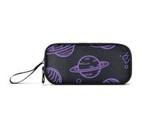 miaozhen Nylon Large Pencil Bags Space Planet Purple Black Big Capacity Pen Pencil Case Stationery Organizer for Elementary Women estuche para