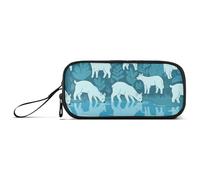 miaozhen Nylon Large Pencil Case Pencil Bag Jungle Animal Turquo Large Capacity College Pencil Case School Stationery for Office Nurse estuche para