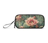 miaozhen Nylon Pen Pencil Bag Beautiful Plant Cactus Design Red Green High Capacity Pencil Case Stationery for Preppy School Teacher estuche para