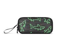 miaozhen Nylon Pencil Bag Angry Animal Shark Fish Fluorescent Green Black High Capacity Mesh Pen Pencil Case Stationery Bag for Elementary Adults estuche para
