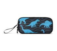 miaozhen Nylon Pencil Bag College Animal Dinosaur Fluorescence Blue Black Large Capacity Zipper Mesh Pencil Case School Stationery for Preppy School Boys estuche para