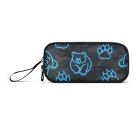 miaozhen Nylon Pencil Bag For Kids Animal Footprint Bear Blue Black Large Capacity Zipper Pencil Case Stationery Bag for Elementary Men estuche para