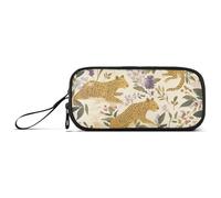miaozhen Nylon Pencil Bag For Kids Animal Jungle Leopard Big Capacity Big Pencil Case With Zipper School Stationery for College Adults estuche para