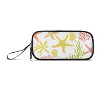miaozhen Nylon Pencil Bag For Kids Style Coral Starfish Shells Animals Soft Green Yellow High Capacity Pen Pencil Case Stationery for Office Men estuche para