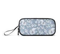 miaozhen Nylon Pencil Bag Pen Case William Morris Style Squirrel Baby Blue Large Capacity Pencil Storage Case Stationery for Middle School Teen Girls estuche para