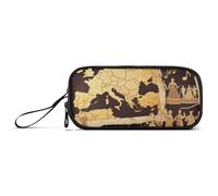 miaozhen Nylon Pencil Bag Retro Continental European Brown High Capacity Big Zipper Pencil Case Stationery Bag for College Women estuche para