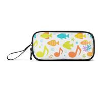 miaozhen Nylon Pencil Bag With Zipper Musical Note Colorful Fish Bubble Large Capacity Pen Pencil Case Stationery for Office Teen Girls estuche para