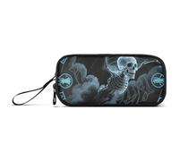 miaozhen Nylon Pencil Bags For Boys Anime Style Evil Skeleton Tarot Black and Blue Large Capacity School Pencil Case School Stationery for Middle School Boys estuche para