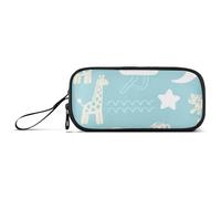miaozhen Nylon Pencil Bags For Boys Funny Giraffe Monkey Baby Blue High Capacity Slot Pencil Case Stationery for Middle School Preppy estuche para