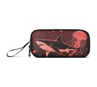 miaozhen Nylon Pencil Bags For Boys Ocean Animal Black Red Shark Seahorse Jellyfish Big Capacity School Pencil Case School Stationery for High School Teacher estuche para