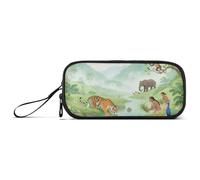 miaozhen Nylon Pencil Bags For Girls Safari Animal Tigers Big Capacity Pencil Storage Case School Stationery for College Boys estuche para