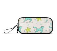 miaozhen Nylon Pencil Bags For School Childish Animal Manta Ray Starfish Horse Green Big Capacity Pencil Case Organizer Stationery Bag for College Men estuche para