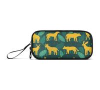 miaozhen Nylon Pencil Bags For School Jungle Animal Green Yellow Large Capacity Zipper Pencil Case Stationery Bag for Middle School Boys estuche para