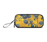 miaozhen Nylon Pencil Bags For School Neo-realism Peacock Butter Yellow Blue Large Capacity Art Pencil Case Stationery Bag for College Boys estuche para