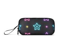 miaozhen Nylon Pencil Bags For School Neon Colored Stars Big Capacity Pencil Case Stationery Bag for School Teacher estuche para