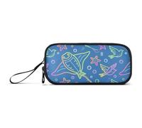 miaozhen Nylon Pencil Bags For School Ocean Animal Manta Ray Starfish Rainbow Big Capacity Art Pencil Case School Stationery for College Student estuche para