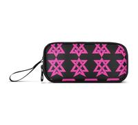 miaozhen Nylon Pencil Bags For Teen Girls Aliens Star Hot Peach Black High Capacity Zipper Pencil Case School Stationery for College Teens estuche para