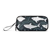 miaozhen Nylon Pencil Bags For Teen Girls Childish Shark Animal Dark Blue Big Capacity Pencil Case Organizer Stationery Organizer for College Nurse estuche para