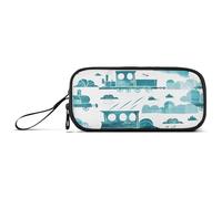 miaozhen Nylon Pencil Bags For Teen Girls Griffin Trains Cloud White Cyan Big Capacity Pencil Storage Case Stationery for School Teacher estuche para