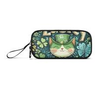 miaozhen Nylon Pencil Bags For Teen Girls Happy Patrick's Day Sweet High Capacity Pencil Storage Case Stationery Bag for College Men estuche para