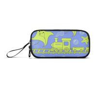 miaozhen Nylon Pencil Bags With Zipper Animal Manta Ray Fluorescent Green Train Large Capacity Pencil Storage Case School Stationery for College Kids estuche para