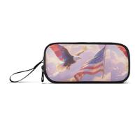 miaozhen Nylon Pencil Bags With Zipper God Bless Usa Bird Big Capacity Pencil Case With Zipper Stationery Organizer for High School Teen Girls estuche para