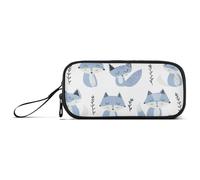 miaozhen Nylon Pencil Bags With Zipper Jon Klassen Style Fox Sky Blue Lavender White High Capacity Pencil Cases Stationery for College Men estuche para