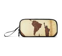 miaozhen Nylon Pencil Case Pencil Bag Retro American Continent Brown Big Capacity Pencil Cases Stationery Organizer for Preppy School Nurse estuche para