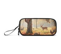 miaozhen Nylon Pencil Cases For College Students Fall Safari Animal Deer Squirrel Hare Large Capacity Slot Pencil Case Stationery for School Men estuche para