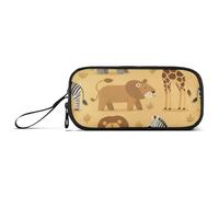 miaozhen Nylon Pencil Cases For College Students Zoo Animal Lion Elephant Big Capacity Pencil Storage Case Stationery Organizer for College Teens estuche para