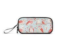 miaozhen Nylon School Pencil Bag Cartoon Barred Owl Red Big Capacity Large Pencil Case Stationery Organizer for Office Boys estuche para