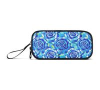 miaozhen Nylon Storage Pen Case Pencil Bag Lovely Rose Blue Glass Graphic