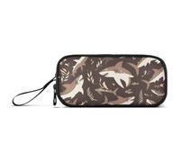 miaozhen Nylon Teen Pencil Bag Brown Fish Animal High Capacity Pencil Case School Stationery for Office Man estuche para