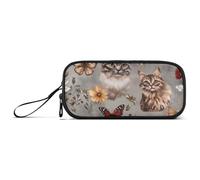 miaozhen Nylon Zipper Pencil Bag Cute Somali Cats Realistic Style Gray Big Capacity Large Pencil Case Stationery Bag for Middle School Kids estuche para