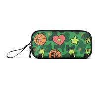 miaozhen Nylon Zippered Pencil Bag Animal Spot Leopard Green Ball Pattern Large Capacity Large Pencil Case Stationery for Middle School Man estuche para