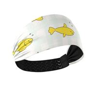 miaozhen Ocean Animal Fish Shark Dark Yellow Stripe no slip sport headband Elastic sweatbands for basketball make up make up Football diademas para el cabello