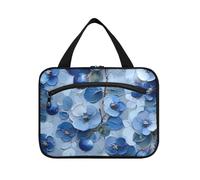 miaozhen Oil Painting Blueberry Taupe Blue hanging toiletries bag for men with hook, designer chic for travel essentials for women estuches para maquillaje L, oil painting Blueberry Taupe blue, Modern