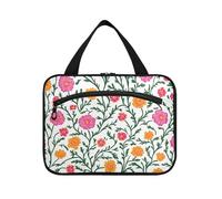 miaozhen Peach Marigold Flowers Vines hanging bags for men with hook, designer fashion for travelers estuche para guardar maquillaje L, peach marigold flowers vines, Modern