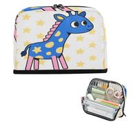 miaozhen Pencil Bag Large Capacity Pen Case Organizer Slim Storage Organizer for Man Travel Cute Animal Giraffe Blue Star Yellow bolsita para lapices
