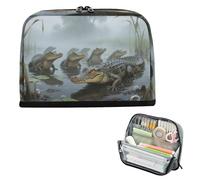 miaozhen Pencil Bag Large Capacity Storage Bag Zippered Stationery Pen Bag for Adolescentes Grade School Supplies Crocodile Marsh Crocodile bolsa para maquillaje
