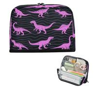 miaozhen Pencil Bags Large Capacity Makeup Pouches Standing Stationery Pen Bag for College Student School Supplies Animal Dinosaur Black Fluorescence Megenta bolsas para herramientas