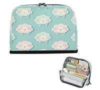 miaozhen Pencil Bags Large Capacity Pen Case Sturdy Stationery Pencil Case for Girls Preppy School Supplies Sheep Ash Sticker Style Lake Blue estuche para lapices pequeno