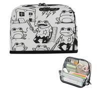miaozhen Pencil Bags Large Capacity Pen Case With Zipper Stationery Pencil Case for Student High School Bad Toad Frog Vintage Grey lapiceras para ninos