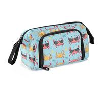 miaozhen Pencil Bags Large Capacity Standing Pencil Case Lightweight Pencil Bag With Zipper for Nurse School Must Haves Cartoon Crab Happy Cute Doodle estuche para lapices rosa