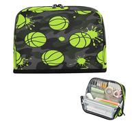 miaozhen Pencil Box Case Large Capacity Make Up Bag High Capacity Stationery Organizer for Teen School Fluorescent Green Basketball Spot bolsad para herramientas