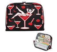 miaozhen Pencil Box Case Large Capacity Pen Case Organizer Wide Opening for Man Elementary Cute Wine Glass Pinup Girl Halloween bolsa de maquillaje para mujer