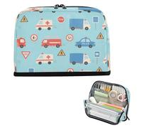 miaozhen Pencil Box Large Capacity Pen Bag Sturdy Multi-Purpose Bag for Man School Must Haves Emergency Vehicle Police Car Signs Blue utiles escolares para adolescentes