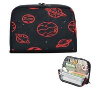 miaozhen Pencil Box Large Capacity Pen Case Organizer Zippered Stationery Bag for Girls High School Supplies Space Planet Red Black lapicera para ninos