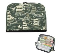 miaozhen Pencil Carrying Case Large Capacity Makeup Bag Standing Storage Organizer for Student Preppy School William Morris Style Pirates Khaki Sailboat lapicera para ninas